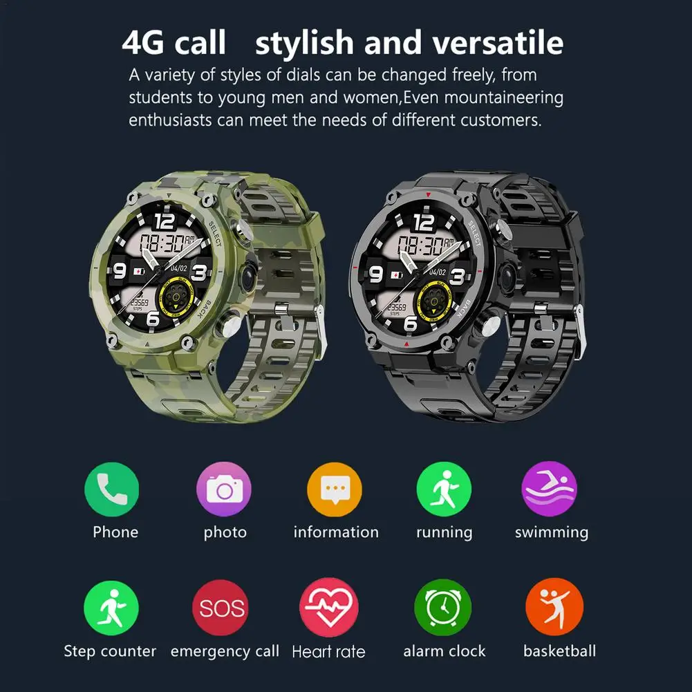 

Q998 Outdoor 4G Smart Watch 1.28" Rugged Screen Waterproof IP68 Dustproof Swimming SOS Camera Fitness Tracking Sport Smartwatch