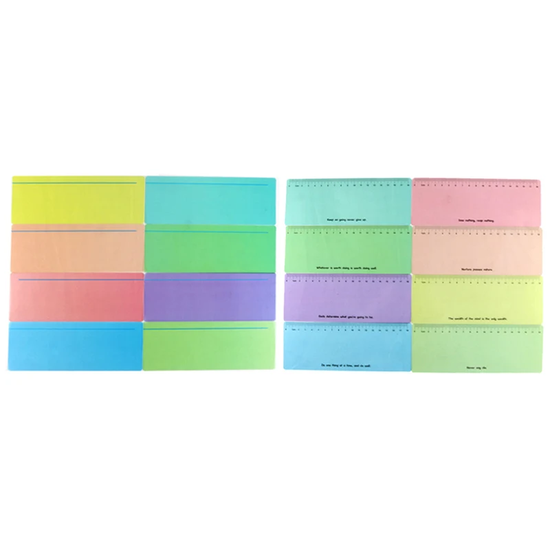 

PPYY-16 Pieces Guided Reading Strips Highlight Strips Colored Overlays Bookmark Plastic Read Strips with Scale and Line