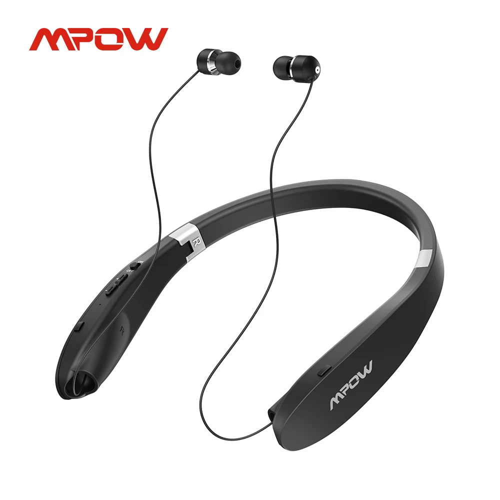 

Mpow Wings Wireless Headphones Foldable Neckband Bluetooth Earphones with cVc6.0 Noise-canceling Mic Call Vibration Carry Bag