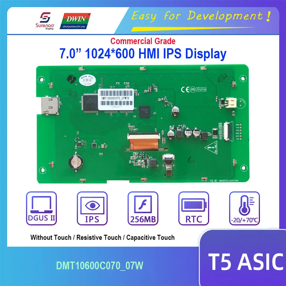 Dwin T5 дисплей HMI 7 0 &quot1024X600 DMT10600C070_07W IPS TTL жк-модуль экран с резистивной емкостной