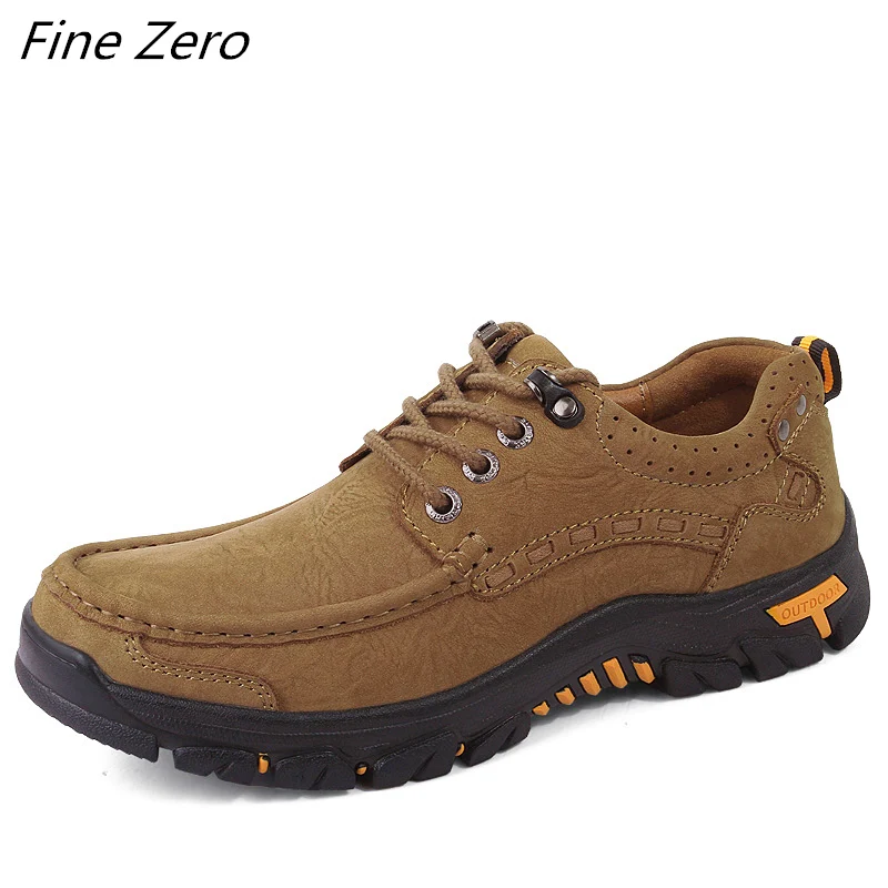 Khaki 02 Мужские ботинки из натуральной кожи на шнуровке, размеры 38-47 теплая зимняя мужская обувь с плюшевой подкладкой Нескользящая Уличная обувь больших размеров мужские кроссовки черного и коричневого цвета - Цвет: Khaki 02