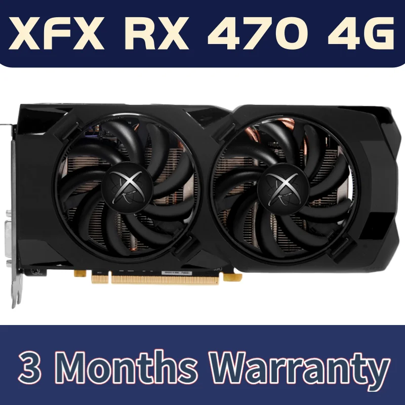 Бывшая в употреблении видеокарта xfx rx 470 4 Гб графическая карта 256bit gddr5 ПК amd radeon HDMI