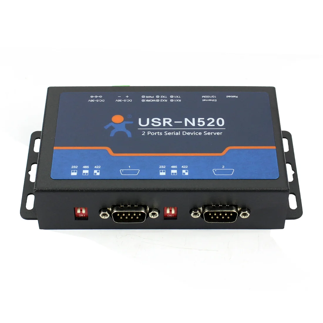 

USRIOT USR-N520 Serial to Ethernet Server TCP IP Converter Double Serial Device RS232 RS485 RS422 Multi-host Polling Q18040