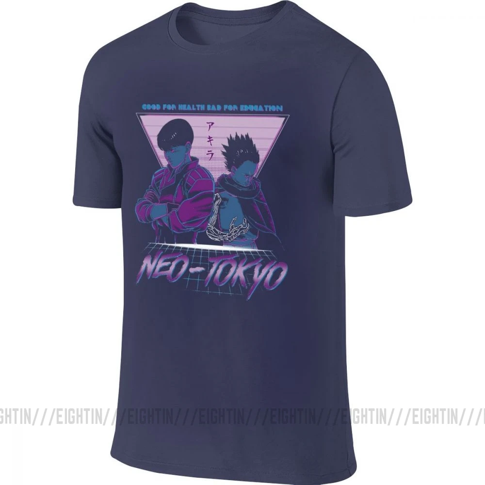 Мужская куртка Akira, футболки, манга, Kaneda, Vaporwave, спереди, сзади, две стороны, хлопок, повседневная, короткий рукав, футболка, Новое поступление, футболка - Цвет: Тёмно-синий
