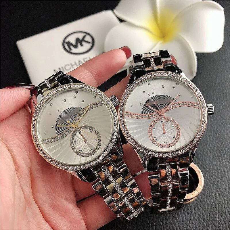 

YUNAO Jewelry Crystal Diamond Wrist Watches Men's and Women's Sports Fashion Trend Watches Steel Band Waterproof Watches