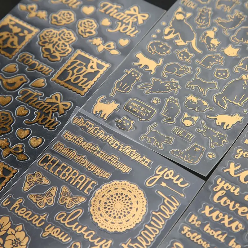 4Pcs UV Epoxy Resin Fillings Gold Letters Cat Flowers Stickers Mold Decor | Украшения и аксессуары