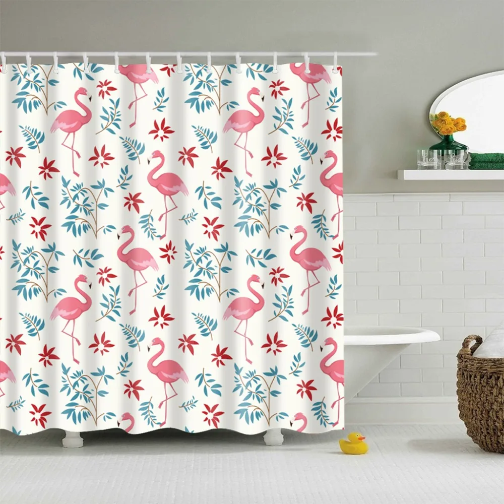 Тропические занавески для душа с изображением фламинго занавеска ванной