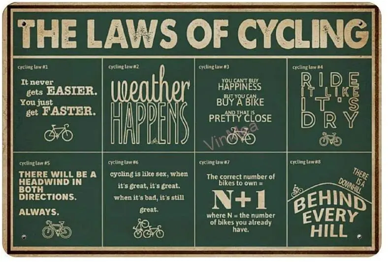 

The Laws of Cycling Novelty Parking Retro Metal Tin Sign Plaque Poster Wall Decor Art Shabby Chic Gift