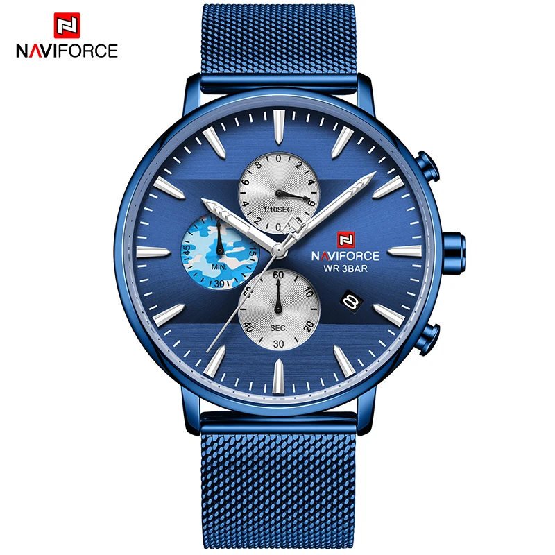Новые NAVIFORCE Топ люксовый бренд модные мужские часы хронограф водонепроницаемые