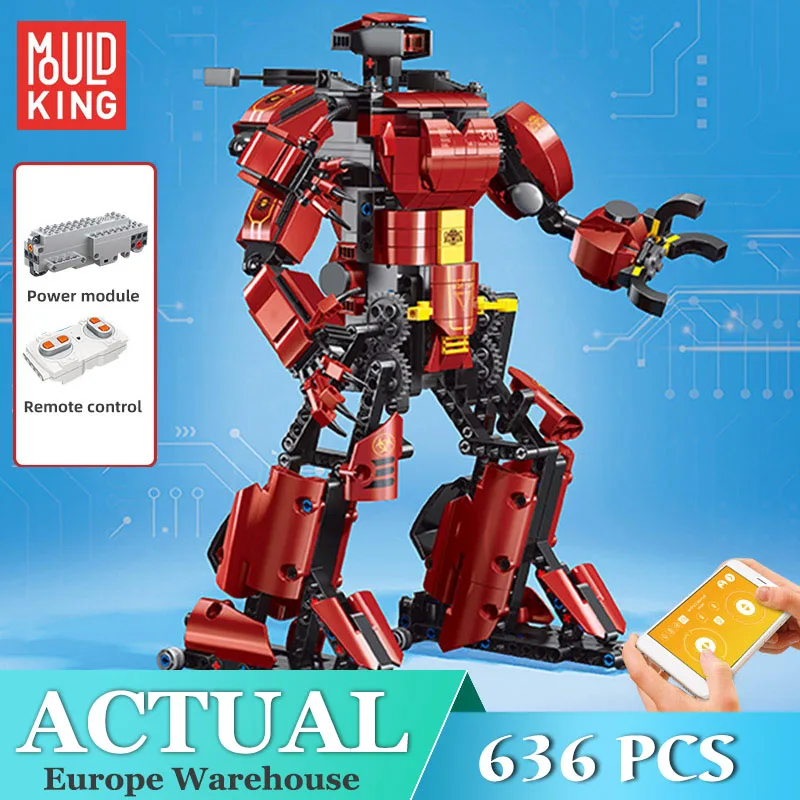 MOULD KING 15038 APP Programming Remote Control Crimson Robot Technical Building Blocks Mechanical Model Toys for Children | Игрушки и