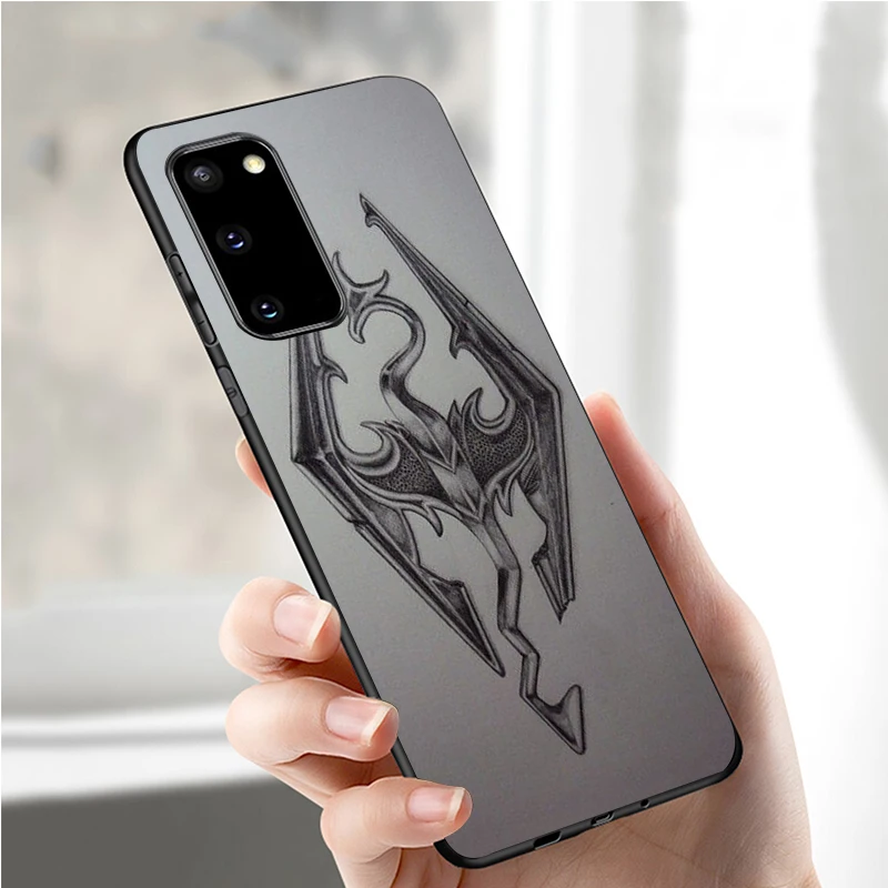 Черный силиконовый чехол Skyrim с логотипом для Samsung S21 S20 A11 S10 S10E S9 S8 Plus Lite Note10 Note20