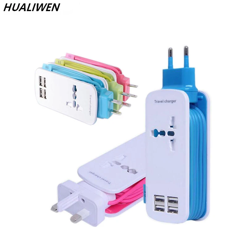 

SZG 4.2A 4Usb Charge Head Travel Multi-port Usb Charger US EU UK Plug Travel AC Power Adapter Smart Charger For Cell Phone