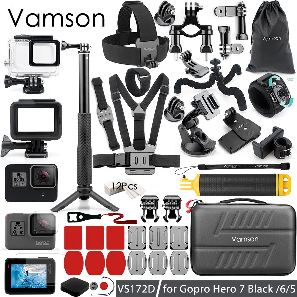 

Vamson for Gopro 6 5 Upgrade Accessories Package of 3 Models Chest Band Waterproof Case Side Cover for GoPro Hero 7 Black VS187