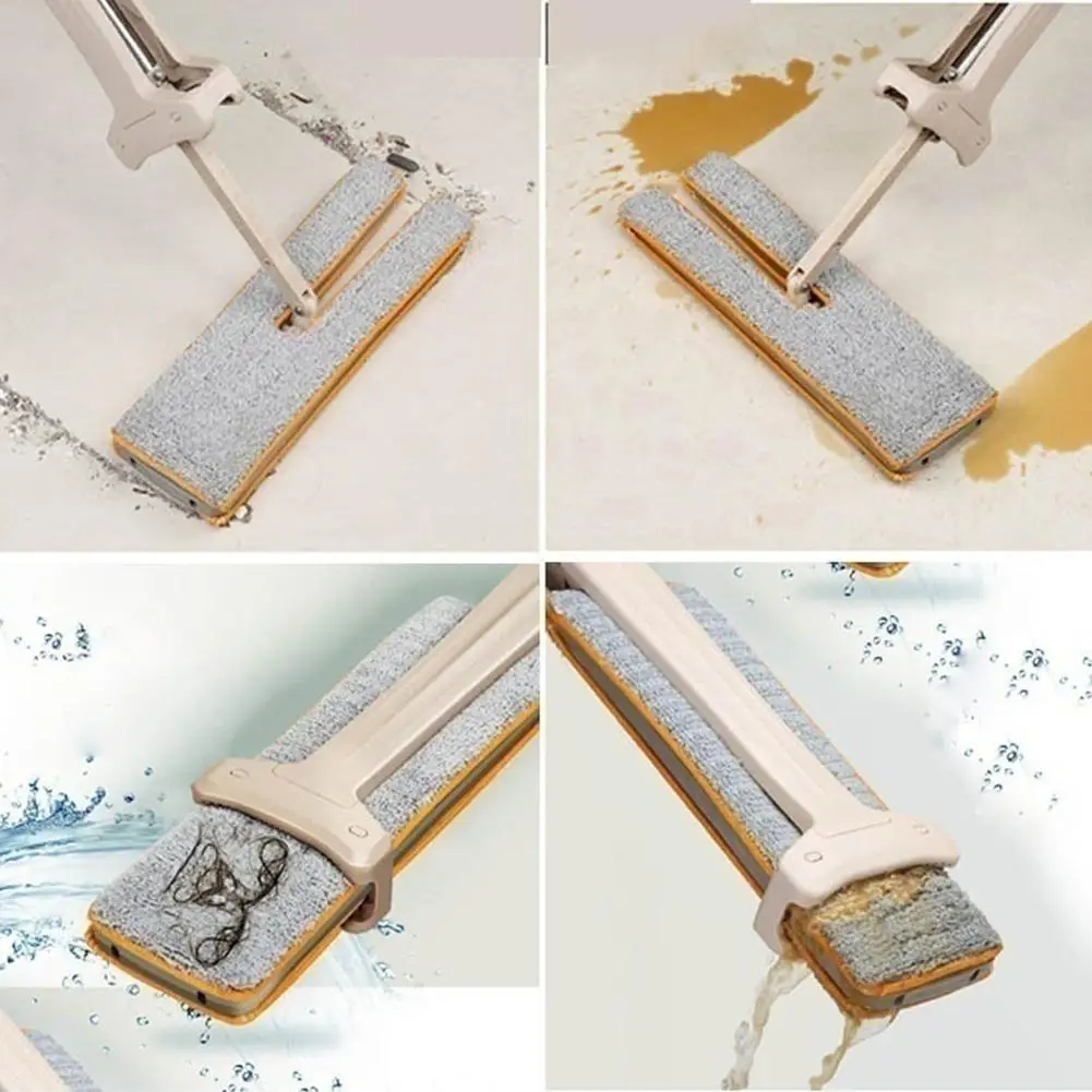 Швабра с самоотжимом двусторонняя плоская моющаяся швабра откидной крышкой