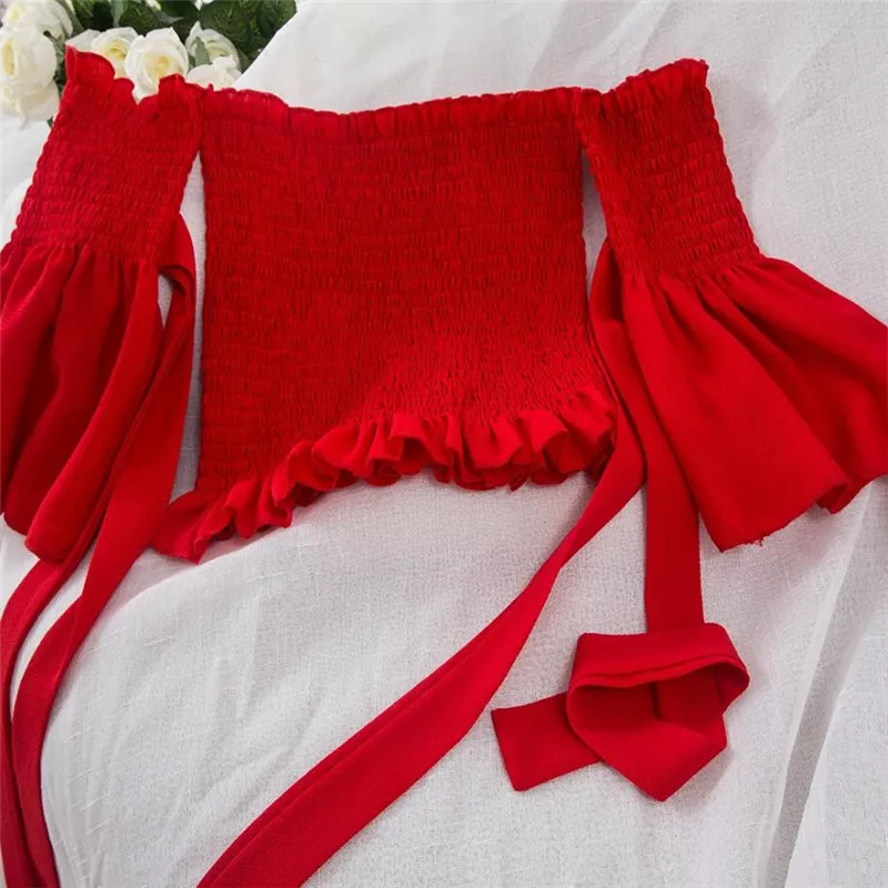 Женская блузка с бантом Neploe летняя вырезом лодочкой и коротким рукавом