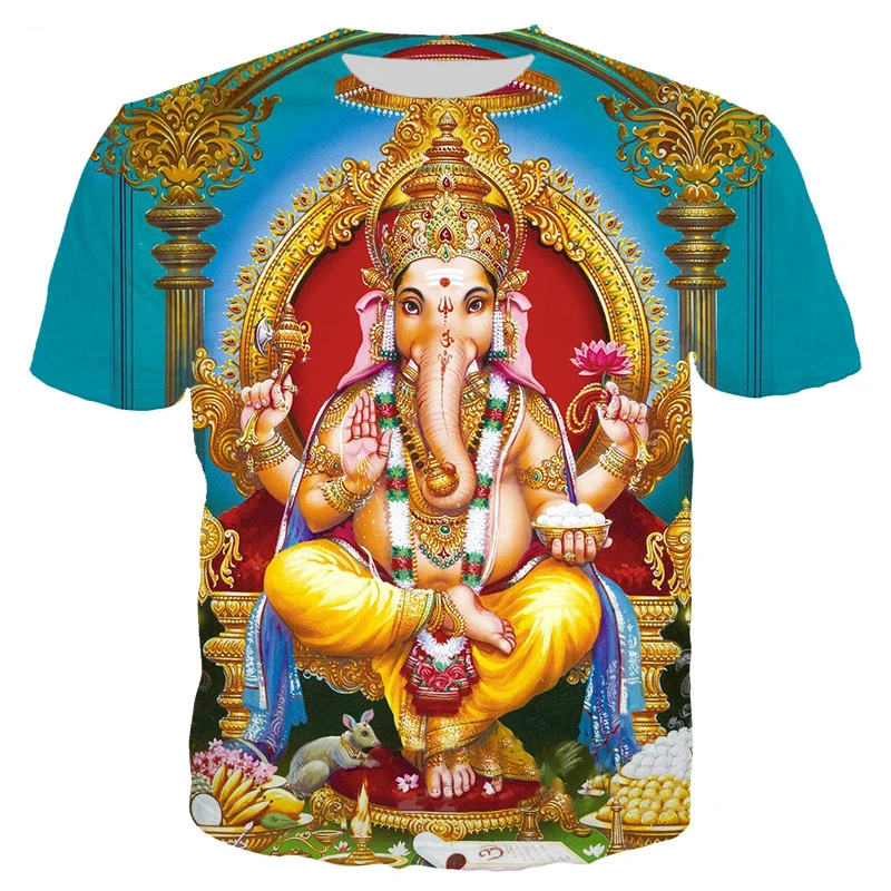 Новинка 2021 модная повседневная футболка Ganesha мужские и женские топы с 3D принтом