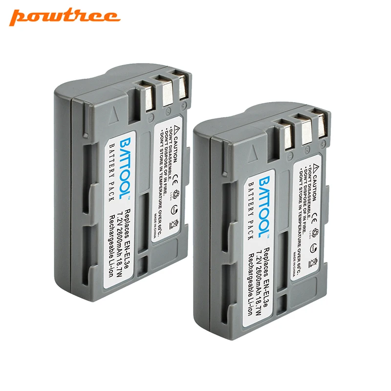 2 Battery Battool 2000 мА/ч, EN-EL3e RU EL3e EL3a ENEL3e Камера Батарея+ Зарядное устройство для Nikon D300S D300 D100 D200 D700 D70S D80 D90 D50 - Цвет: 2 Battery
