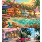 5D алмазная живопись, пейзаж, закат, морской вид, квадратнаякруглая вышивка, Набор для вышивки крестиком, мозаика, сделай сам, украшение для дома, подарок