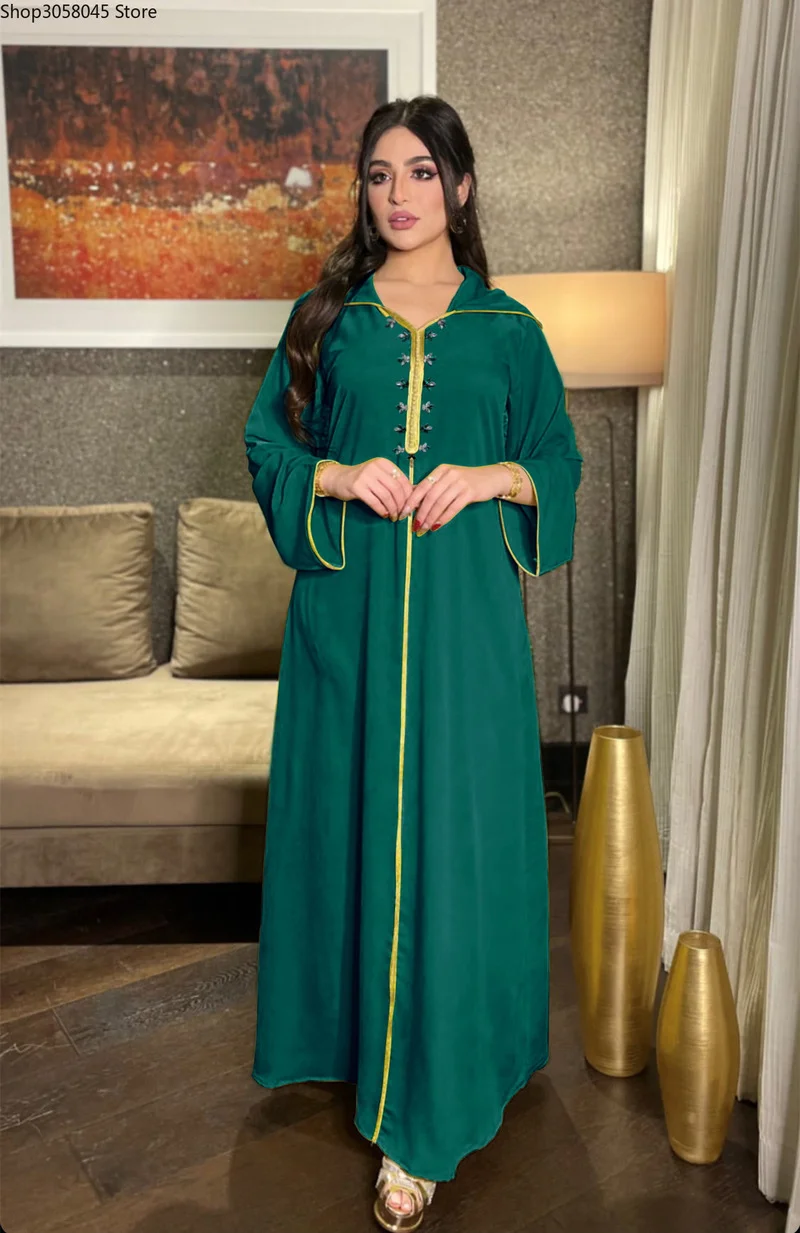 2021 Ramadan Mubarak Abayas For Women Dubai Muslim Hooded Dress Jalabiya Kaftan Moroccan Turkish Evening Gown Islam Clothing |