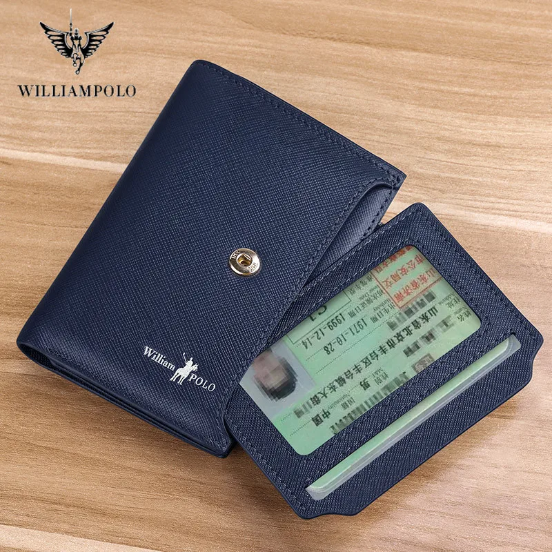 Мужской короткий кошелек из натуральной кожи WILLIAMPOLO модный компактный воловьей