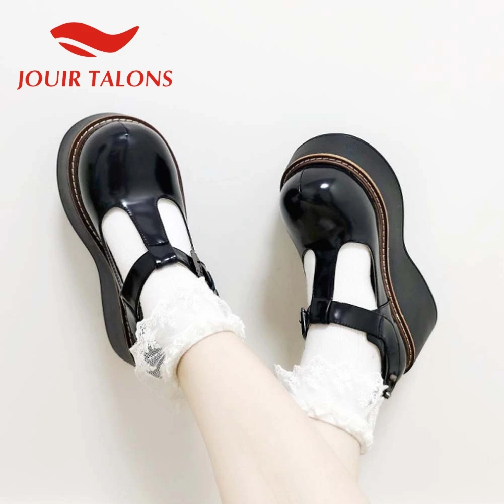 

JOUIR TALONS Gothic Style High Quality Shoes Skidproof Mary Janes Flat Platform Multicolor Wedges Heels Rivet Cool Women Shoes
