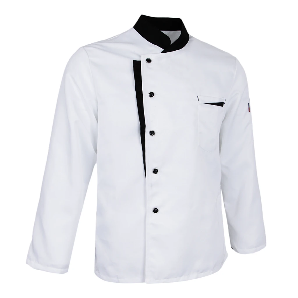 White XL С длинными рукавами шеф-повара КУРТКА ПАЛЬТО отель официанты кухня Униформа Топы - Цвет: White XL