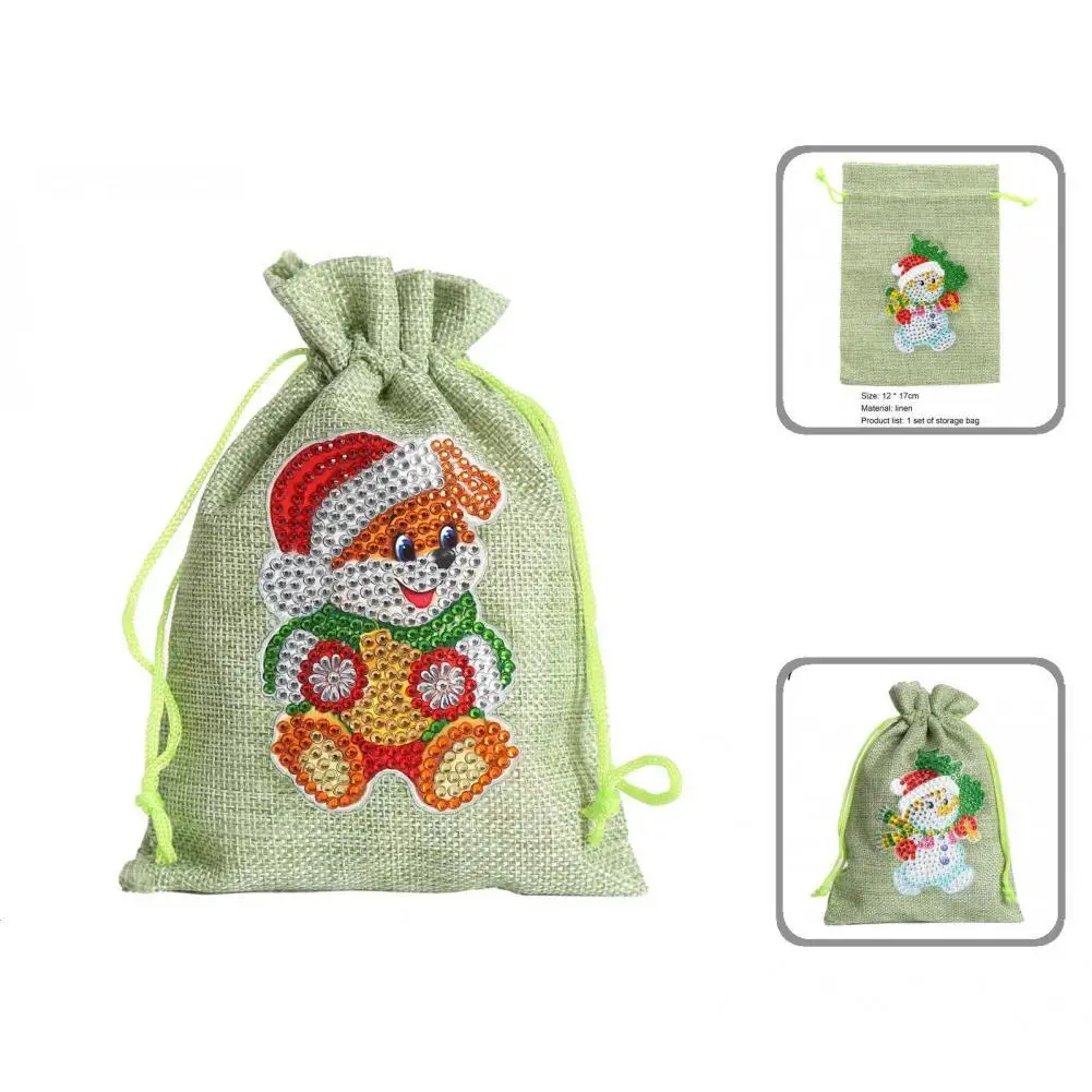 

New 5D DIY Diamond Painting Christmas Gift Bag 5D Special Shape Drill Diamond Mosaic Santa Claus Drawstring Storage Bags