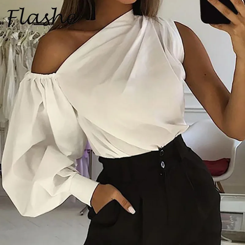 

2021 Sexy Women Shirt Solid Color Long Sleeve Off Shoulder Tee Fashion Shirts For Women Elegant Tops Sexy Party Shirts Autumn