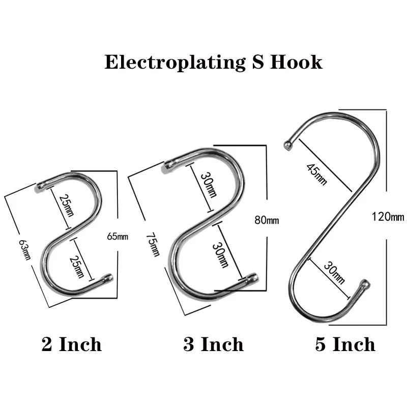 Крючок S образный из нержавеющей стали для кухни посуды и шкафа одежды домашних
