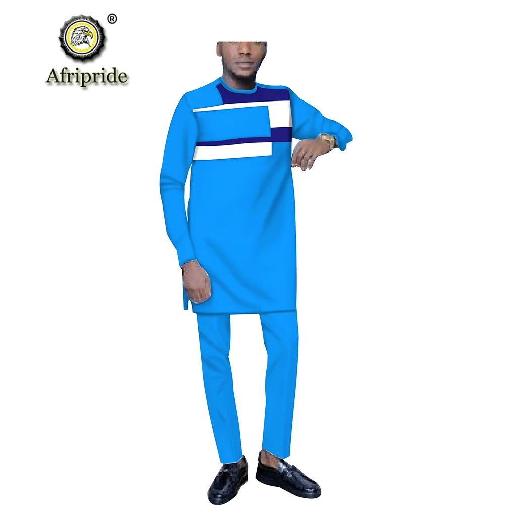 2 Piece Fashion Suit Dashiki Men African Clothing Crop Top Shirts Pants Tracksuit Attire Outfits Outwear AFRIPRIDE S1916046