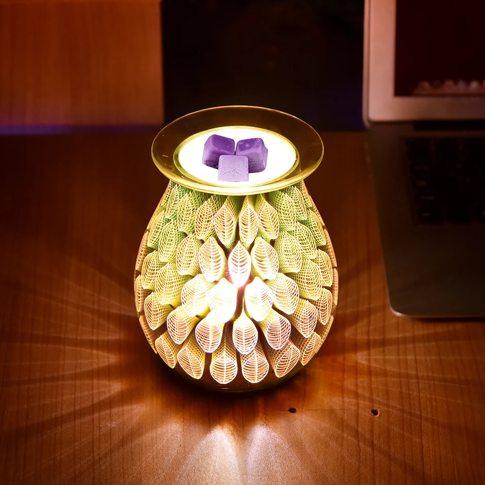 3D лист Стекло ароматерапевтическая Лампа Электрическая ароматическая лампа