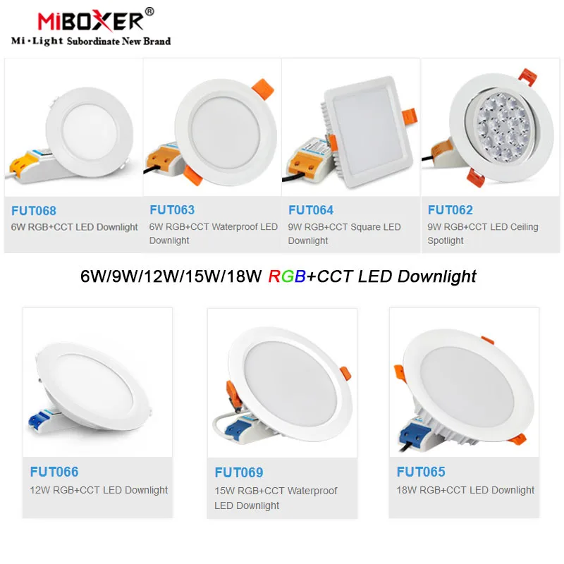 Miboxer 6 Вт/9 Вт/12 Вт/15 Вт/18 Вт RGB+ CCT светодиодный потолочный светильник с регулируемой яркостью AC110V 220 В FUT062/FUT063/FUT066/FUT068/FUT069/FUT089