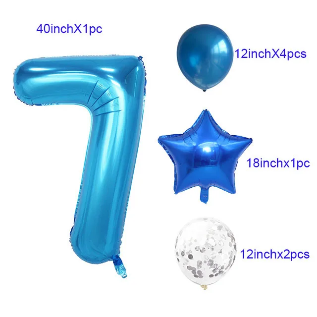 Same as picture Воздушный шар на 1 день рождения, 1 год, с цифрами, на 1, 2, 3, 4, 5, 6, 7 лет, украшение на день рождения, для маленьких мальчиков и девочек - Цвет: Same as picture