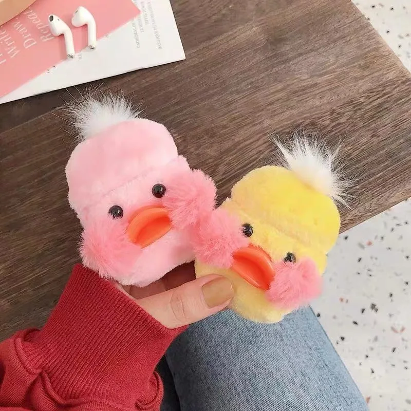 Супер милый модный плюшевый чехол для наушников rhubarb duck Apple Airpods 1 2 Bluetooth