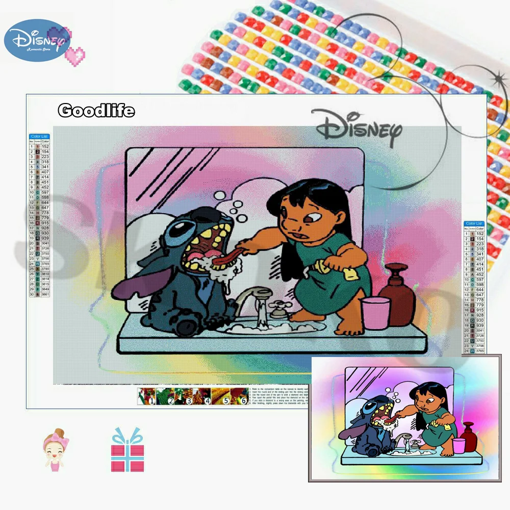 

Набор для алмазной вышивки «Лило и Стич», картина 5D «сделай сам» из мультфильма Диснея, инкрустированная стразами, комплект для домашнего д...