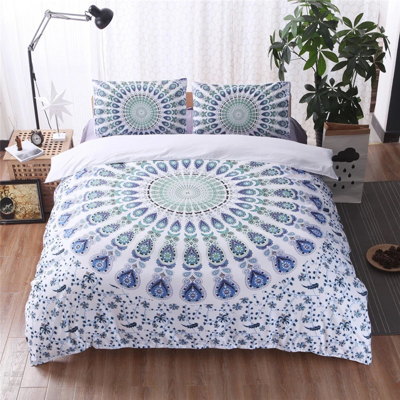

Bohemia Decor Bedclothes Polyester Bed Cover with Pillowcase US King Size Adults Bed Duvet Cover Set National Style Bedding Set