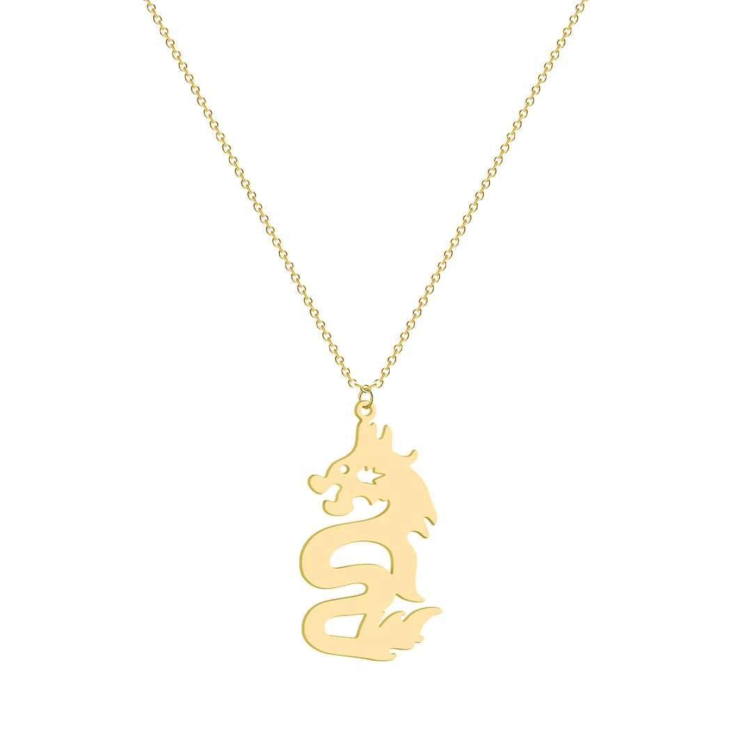 Kinitial Animal Dragon Necklaces Girl Fashion Gold Color Clavicle Chain Punk Dragon Necklaces & Pendants collares joyeria mujer