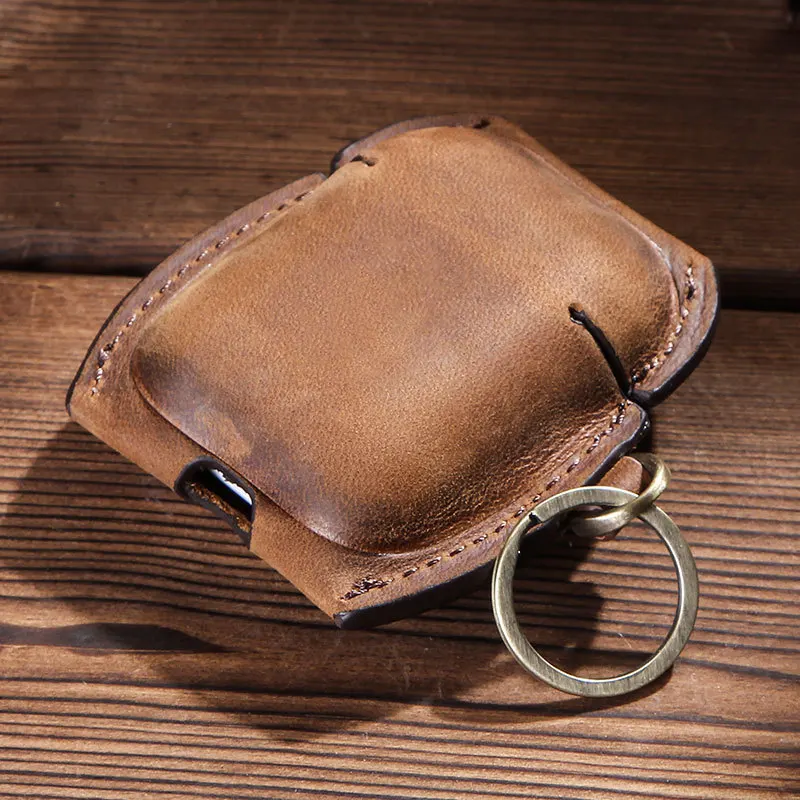 Чехол Funshion Lab для беспроводных наушников кожаный защитный чехол airpods2 с брелоком