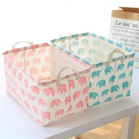 cute cloth storage basket and box organizer with elephant prints for kids toys and nursery storage baby hamper book bag laundry