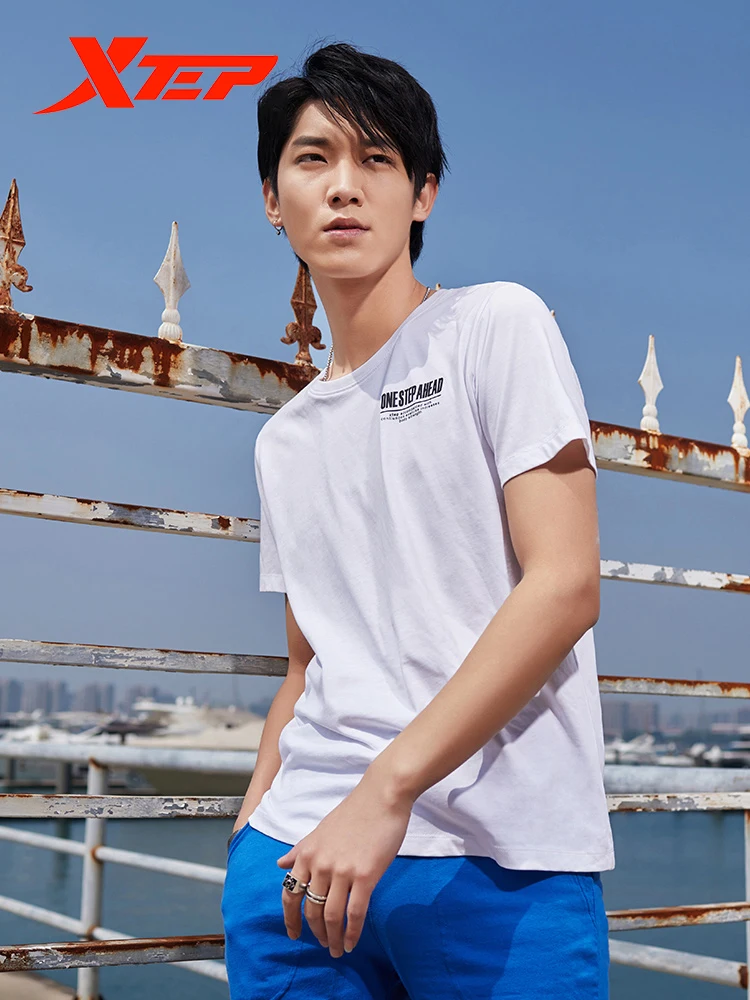 Xtep Мужская футболка с коротким рукавом бесплатная доставка новинка белая для