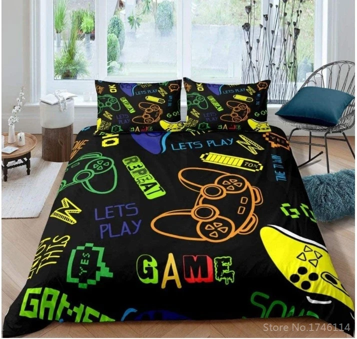 

2/3Pcs Game Gamepad 3D Cartoon Duvet Cover with Pillowcase Set Twin Full Queen King Size Bedding Set Soft Bed Linens Bedclothes