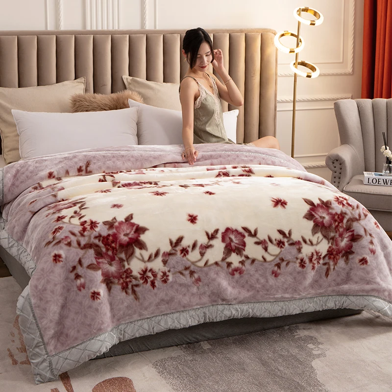 Alherff brand Raschel blanket warm for winter heavy bed cover flannel velvet double layers soft blankets multi size in China new