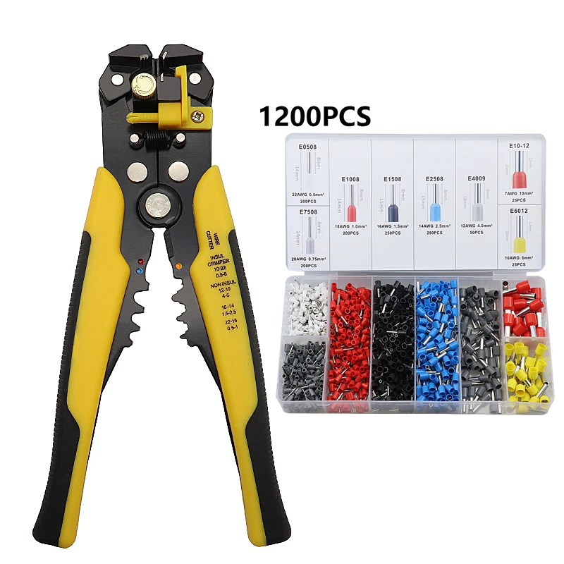 Yellow Pliers Set Обжимной инструмент для кабелей резак автоматический инструмент для зачистки проводов многофункциональный инструмент для зачистки кабеля обжимные клещи для клемм 0,2-6.0mm2 10 AWG до 24AWG - Цвет: Yellow Pliers Set
