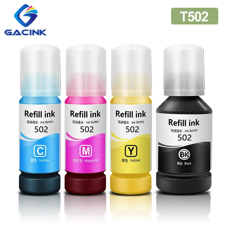 

GACINK 502 T502 Refill Dye Ink For Epson ET-2750 ET-2760 ET-4750 ET-4760 ET-3750 ET-3760 ET-15000 ST-2000 Series Refillable Ink