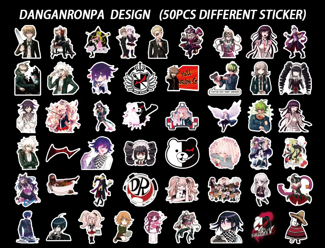 50 шт. смешанные Danganronpa наклейки из игры DIY сноуборд ноутбук багаж холодильник