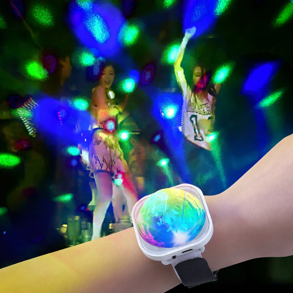 

Светодиодный миниатюрный атмосферный светильник с браслетом, RGB диско-вспышка с USB-зарядкой и голосовым управлением, ночсветильник для рожд...