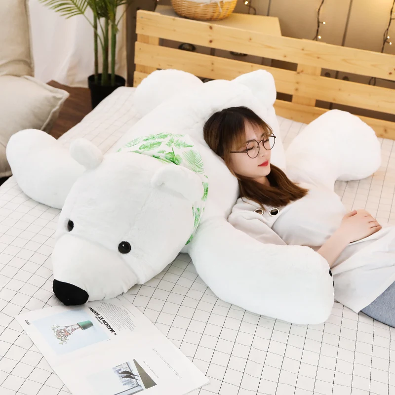 

60/75/100CM Soft Cartoon Animal Cute Teddy Bear Stuffed Doll Long Giant Polar Bear Plush Toy Pillow Cushion Kids Christmas Gift