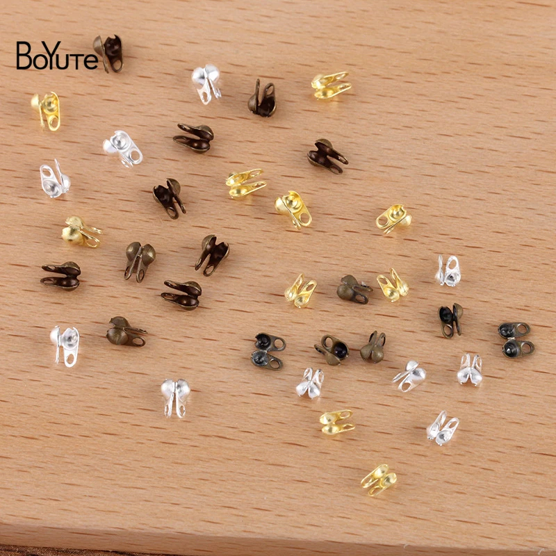 

BoYuTe (1000 Pieces/Lot) 1.5MM 2MM Metal Brass Wrap Connector Clasps Diy Fastener Clips Handmade Jewelry Making Materials