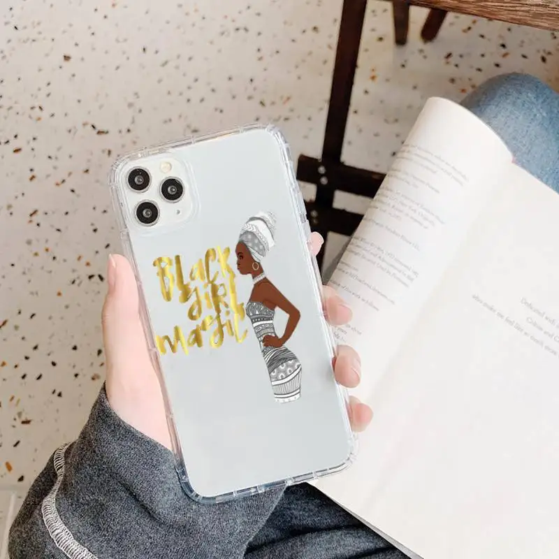 

2bunz Melanin Poppin Aba black girl magic Phone Case Transparent for iPhone 11 12 mini pro XS MAX 8 7 6 6S Plus X 5S SE 2020 XR