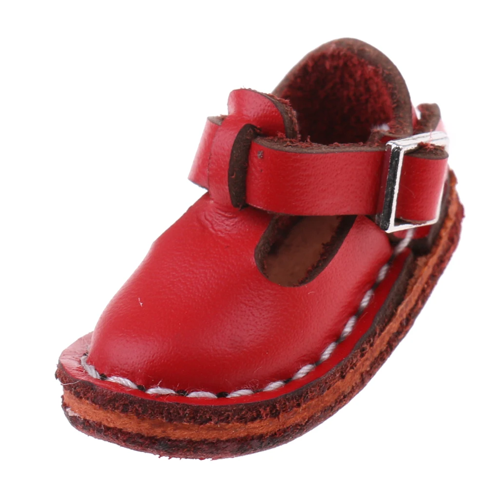

Pair Of Ankle Belt Shoes Flat Shoes For 12'' Blythe Doll Clothing Red